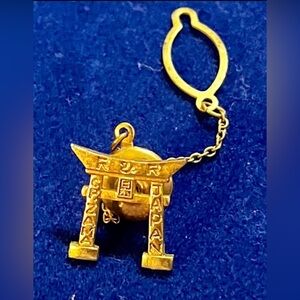 Gold Torii Shrine Tie Tack JAPAN Engraving